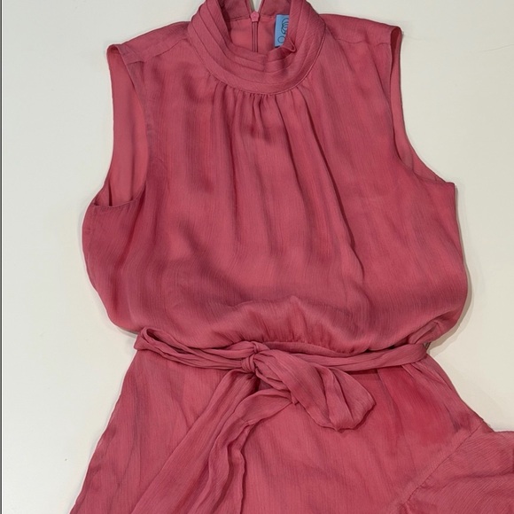 CeCe Rose Pink Sleeveless Tie-Waist Midi Dress Summer Size 4 - Picture 2 of 6